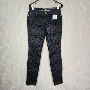 NICOLE BENISTI NWT Signture Collection Black Pants w/ Velvet Design 6